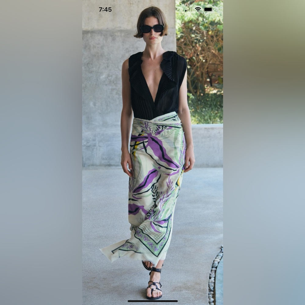 ZARA Women's Palm Tree Print Scarf